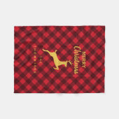 Kerstrood Black Buffalo Plaid Deer Fleece Deken (Voorkant (Horizontaal))