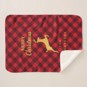 Kerstrood Black Buffalo Plaid Deer Sherpa Deken (Voorkant (horizontaal))