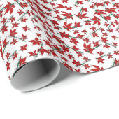 Kerstrood bloemmotief botanisch cadeaupapier (Rol Hoek)