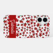 Kerstrood bloemmotief botanisch iPhone 16 hoesje (Achterkant horizontaal)