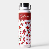 Kerstrood bloemmotief botanisch waterfles (Achterkant)