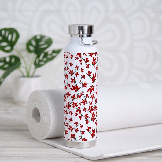 Kerstrood bloemmotief botanisch waterfles (Yoga)