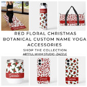 Kerstrood bloemmotief botanisch yogamat