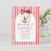 Kerstrood Brunch & Bubbly Bruidsfeest Kaart (Staand voorkant)