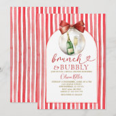 Kerstrood Brunch & Bubbly Bruidsfeest Kaart (Voorkant / Achterkant)