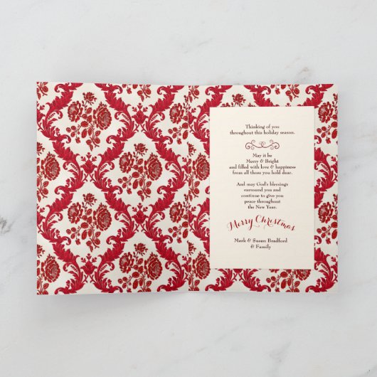 Kerstrood cadeau met borddesign Foto invoegen Ho Feestdagen Kaart (Binnen)