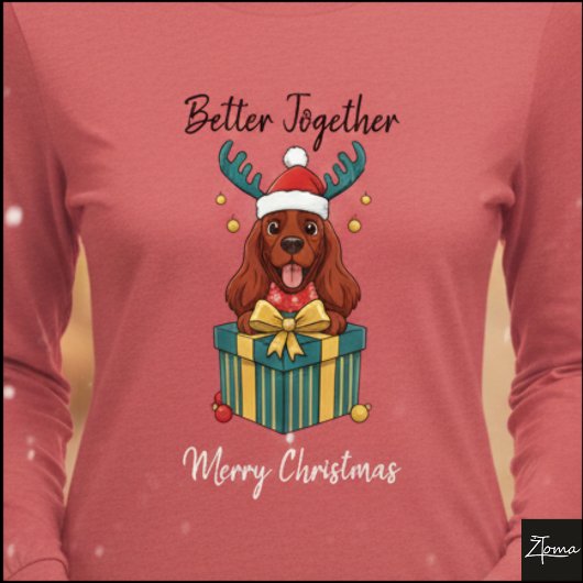 Kerstrood Cocker Spaniel Cadeau Grafisch Tri-Blend Shirt