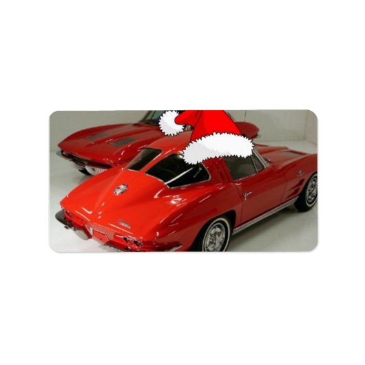 Kerstrood corvette klassieke gespleten ramen etiket (Voorkant)