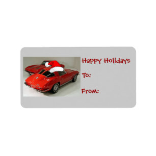 Kerstrood corvette klassieke gespleten ramen etiket