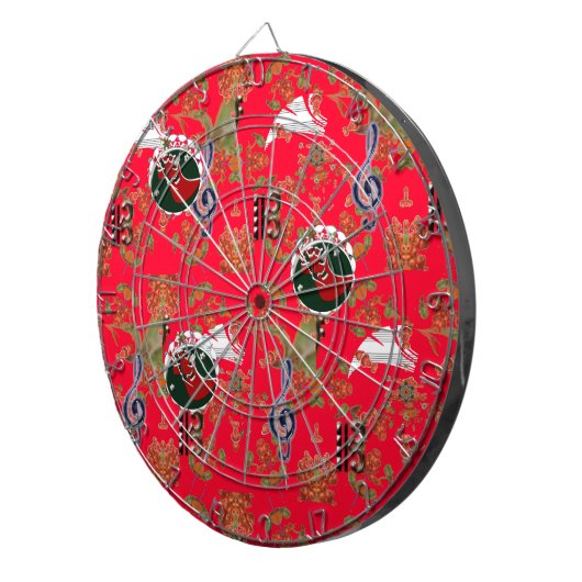 Kerstrood Dartbord (Voorkant Rechts)