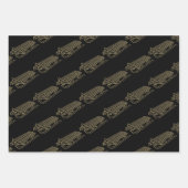 Kerstrood donkergroen zwart goud inpakpapier vel (Voorkant 3)