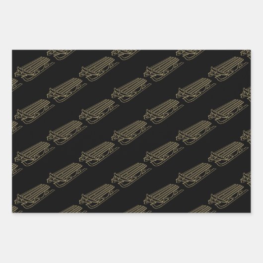 Kerstrood donkergroen zwart goud inpakpapier vel (Voorkant 3)