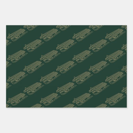 Kerstrood donkergroen zwart goud inpakpapier vel (Voorkant 2)