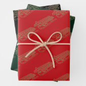 Kerstrood donkergroen zwart goud inpakpapier vel (In situ)