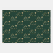 Kerstrood donkergroen zwart goud Kerstmis kerstbla Inpakpapier Vel (Voorkant 2)