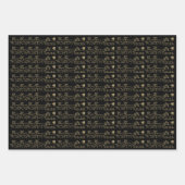 Kerstrood donkergroen zwart goud Santa Reindester Inpakpapier Vel (Voorkant 3)