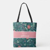 Kerstrood donkergroene bloemen monogram tote bag (Achterkant)