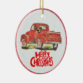 Kerstrood drift foto keramisch Ornament (Rechts)