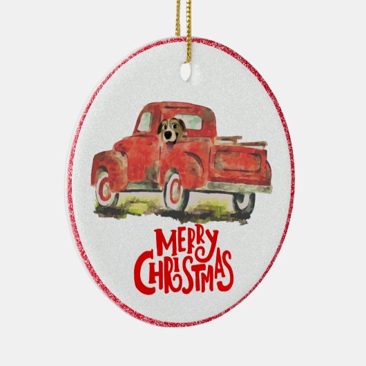 Kerstrood drift foto keramisch Ornament (Rechts)