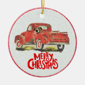 Kerstrood drift foto keramisch Ornament (Voorkant)