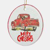 Kerstrood drift foto keramisch Ornament (Links)