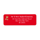 Kerstrood Elegant Script Naam Rustiek Adres Etiket (Voorkant)