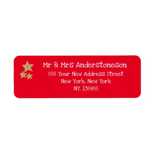 Kerstrood Elegant Script Naam Rustiek Adres Etiket (Voorkant)