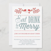 Kerstrood en blauw feestdag kaart (Voorkant)