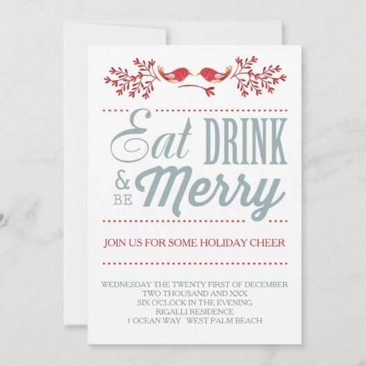 Kerstrood en blauw feestdag kaart (Voorkant)