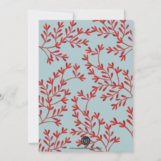 Kerstrood en blauw feestdag kaart (Achterkant)