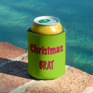 Kerstrood en brat groen blikjeskoeler