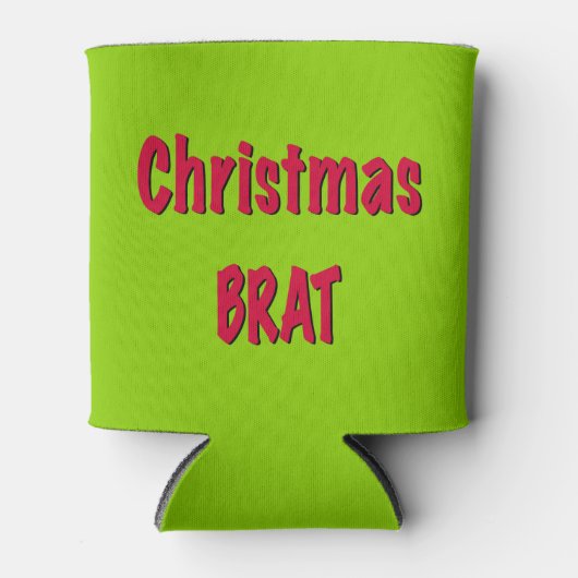 Kerstrood en brat groen blikjeskoeler (Voorkant)