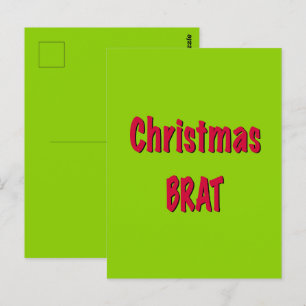 Kerstrood en brat groen briefkaart