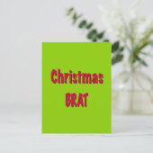 Kerstrood en brat groen briefkaart (Staand voorkant)