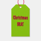 Kerstrood en brat groen cadeaulabel (Voorkant)