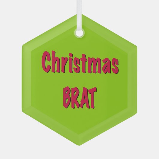 Kerstrood en brat groen glas ornament (Voorkant)