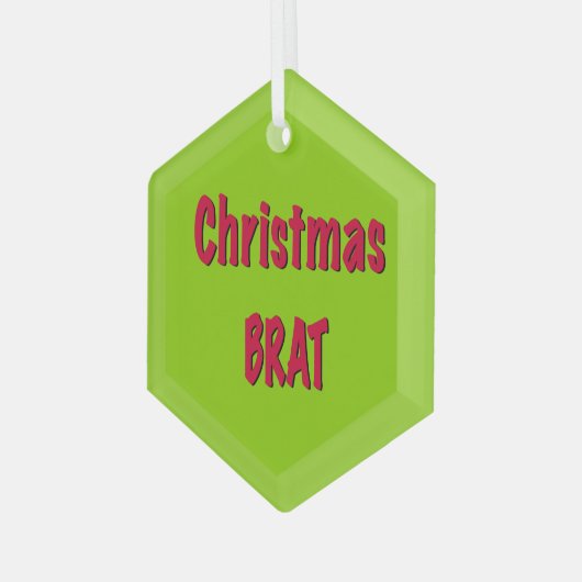 Kerstrood en brat groen glas ornament (Voorkant links)