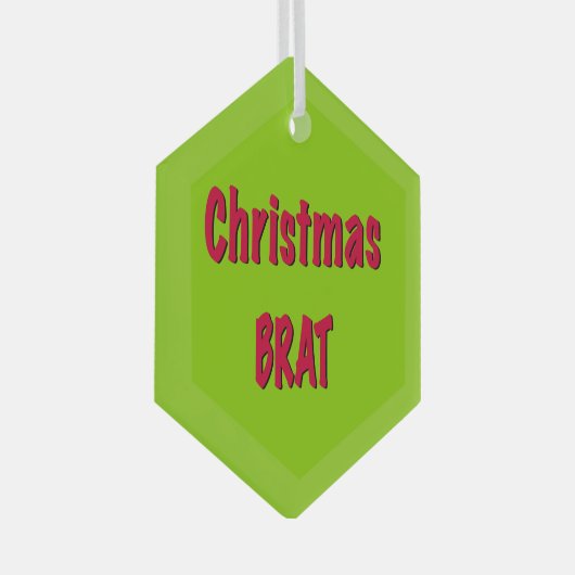 Kerstrood en brat groen glas ornament (Voorkant Rechts)