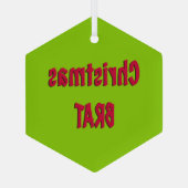 Kerstrood en brat groen glas ornament (Achterkant)