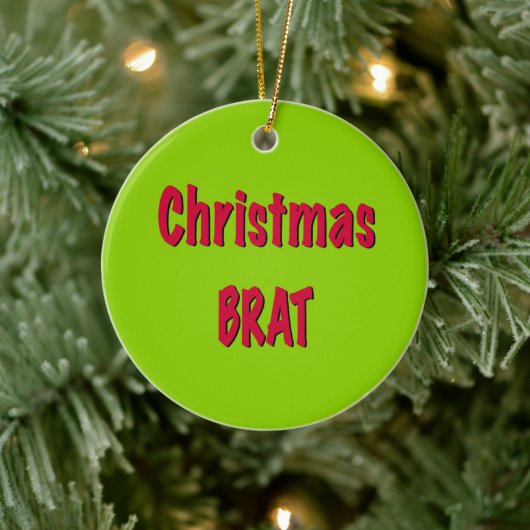 Kerstrood en brat groen keramisch ornament (Boom)