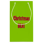 Kerstrood en brat groen klein cadeauzakje (Achterkant)