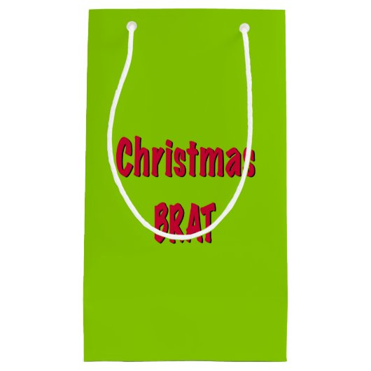 Kerstrood en brat groen klein cadeauzakje (Voorkant)