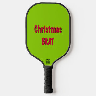 Kerstrood en brat groen pickleball paddle