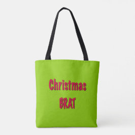 Kerstrood en brat groen tote bag