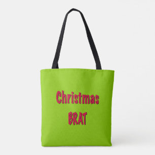 Kerstrood en brat groen tote bag