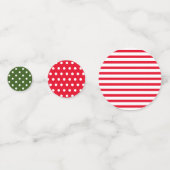 Kerstrood en donkergroen met strepen en Stippen Confetti (Achterkanten)