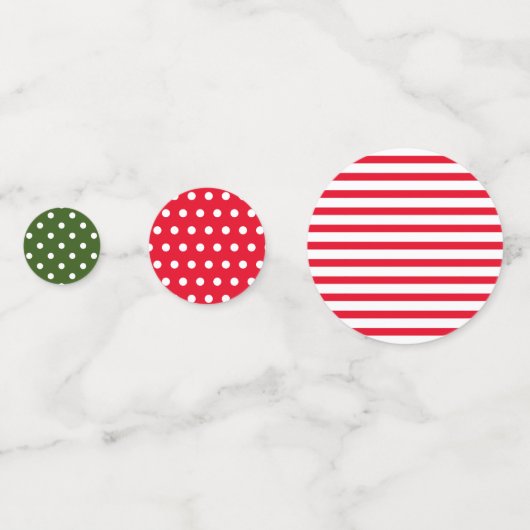 Kerstrood en donkergroen met strepen en Stippen Confetti (Achterkanten)