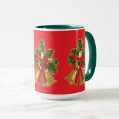 Kerstrood en feestelijk groen mok (Voorkant rechts)