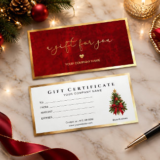 Kerstrood en gouden logo toevoegen cadeaubon