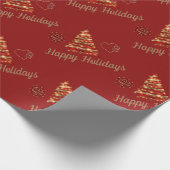 Kerstrood en gouden moderne boom en hart met venti cadeaupapier (Hoek)